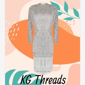 Fringe Silver Dress Roaring 20's